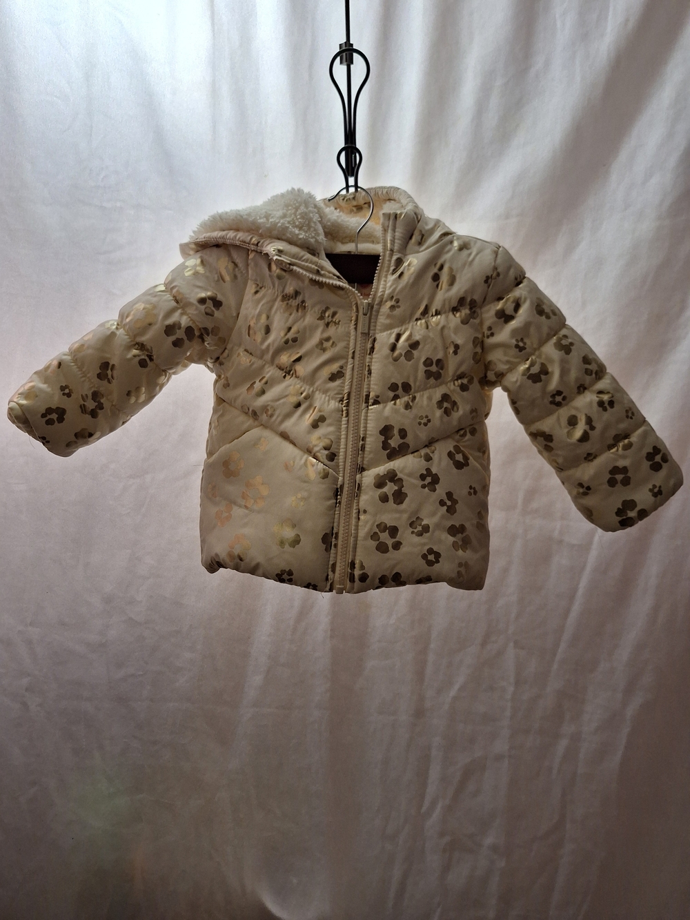 Carter's White Floral Hooded Puffer Jacket